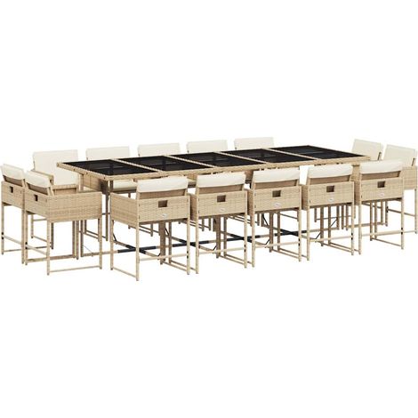 Maison Exclusive - Set da Pranzo da Giardino 15 pz con Cuscini Beige in Polyrattan (1/5)