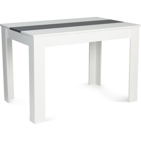 Idmarket – Table de salle à manger rectangle 4 personnes – Dimensions 110x70 cm – Finition blanche et grise – Design épuré et contemporain