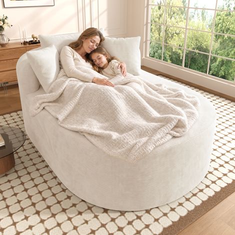 Fauteuil inclinable ovale compact en velours côtelé, sans montage, bonne résilience, profondeur d'assise 122 cm, fauteuil minimaliste une place, coloris unis, fauteuil adapté aux animaux de compagnie (1/5)