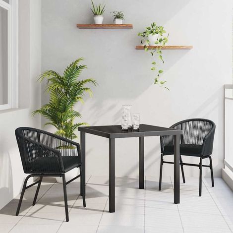 Garten Essgruppe 3 pcs Schwarz Pulverbeschichteter Stahl (1/5)
