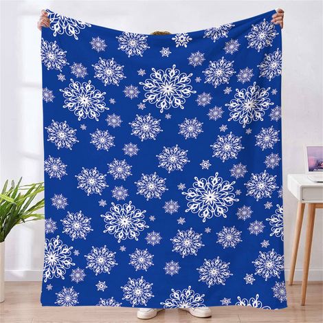 Plaid De Noël - Plaid En Flanelle - Pour Canapé Lit Bureau Extérieur - 130 x 150 cm - Motif Flocons De Neige - 1 Pièce (1/5)