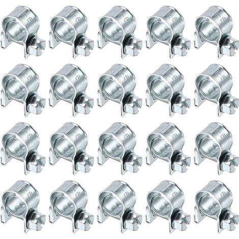 20pcs Collier De Serrage Pour Injection De Carburant 9-11mm Ajustable En Acier Zingué Mini Collier Pour Tuyau De Gaz Pour Automobile Agriculture Plomberie Diesel Essence Tuyau (1/5)