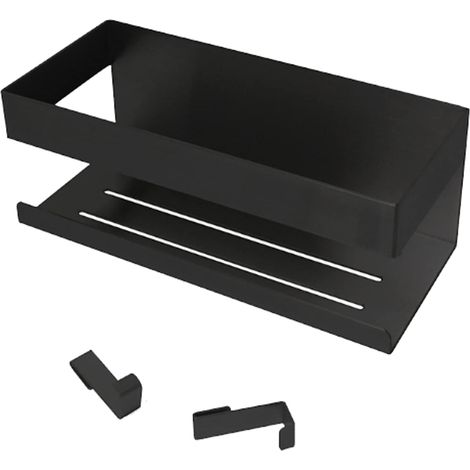 Estante de ducha sin taladrar - Acero inoxidable - Almacenamiento para baño - Negro mate (1/5)