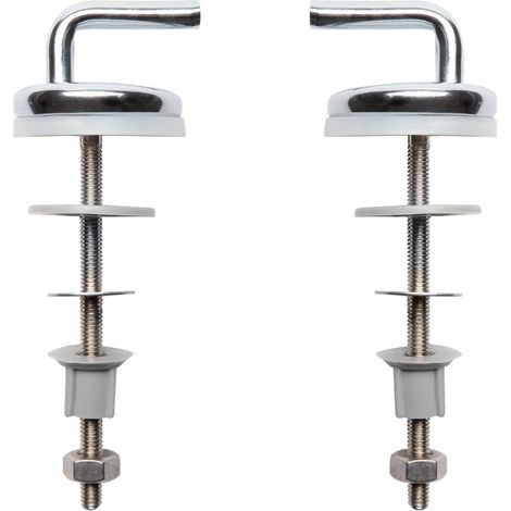 Schläfer 453810 Cerniere Copriwater Universali, Coppia Cerniere di Ricambio Regolabili a S in Acciaio Inox Cromato, Ganci di Fissaggio per Tavoletta Wc