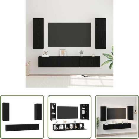 Rangement salon - Ensemble meuble TV 5 pcs Chêne noir Bois d'ingénierie (1/5)