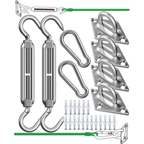 Shade Sail Fixing Kit for Triangle, Square and Rectangle, Heavy Duty Rustproof Sun Shade Sail - 304 Stainless Steel Shade Sail (1/5)