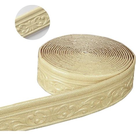 Selbstklebende Bordüre, 10 m x 8 cm, wasserfest, 3D, für Flur, Decke, Ecke, Linie, Gold (1/4)