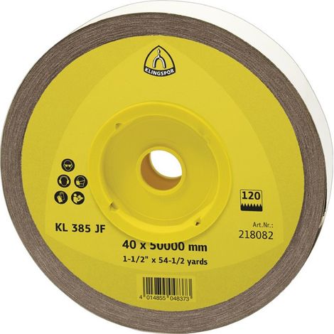 Rollo de tela abrasiva KL 385 JF 50mm K.40 para corindón metálico KLINGSPOR