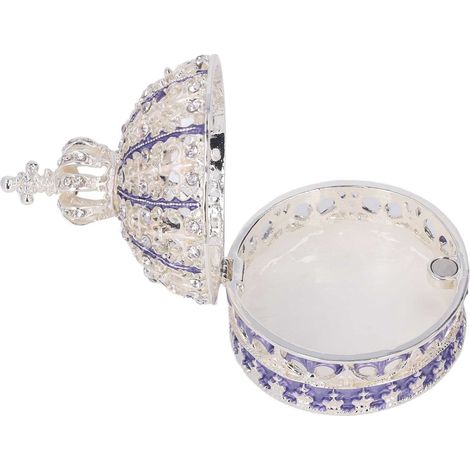 Coffret à bijoux en alliage de zinc violet forme couronne brillant élégant raffiné, boîte à trésors décorative pour table, étui précieux pour rangement. (1/5)