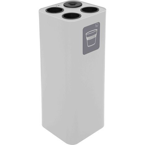 Pattumiera a Bidone da 60 L 30,2x30,2x 82,5 cm 3 Scomparti Tubolari e 1 Vaschetta in Acciaio Verniciato Bianco
