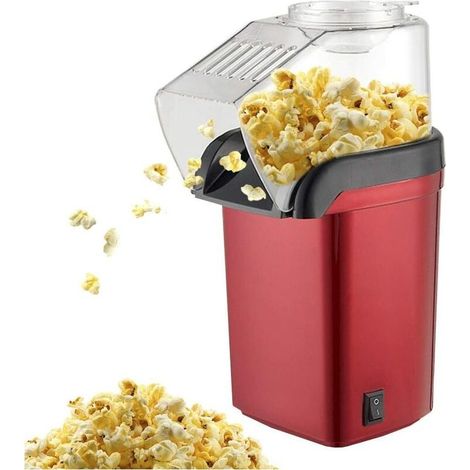 Machine à pop-corn 1200W sans huile et sans graisse, rouge (1/5)