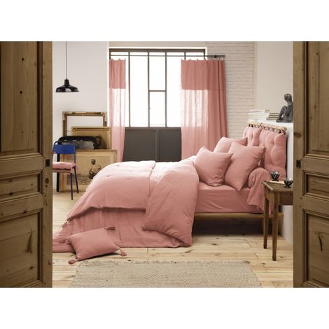 Drap plat "Gaïa" toutes dimensions "Gaze de Coton" - Gaïa Rose Pêche - 270 x 300 cm pour lit King size - Gaia Rose Pêche -