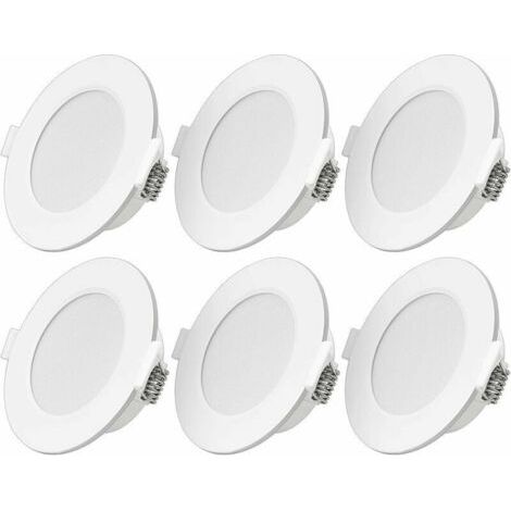 Pair - Spot LED encastrable ultra-plat 6W LED Spot 230V IP44 Blanc chaud Lot de 6 lampes LED encastrables Profondeur d\\'encastrement 26mm Mini Slim Spot de plafond pour salle de bain Salon (1/4)
