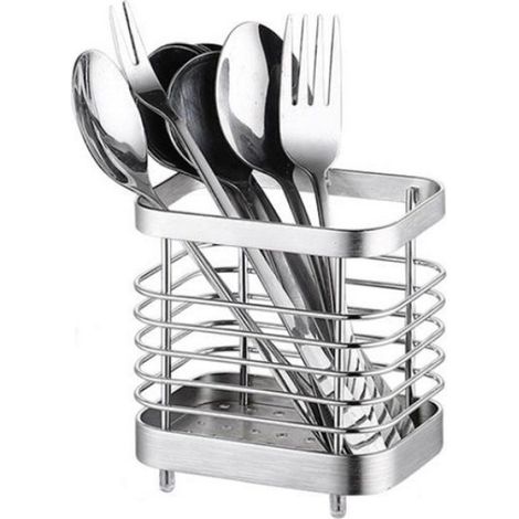 Porte-Ustensiles - Acier Inoxydable - Carré - Pour Comptoir Cuisine ou Bureau - 1 Pièce (1/5)