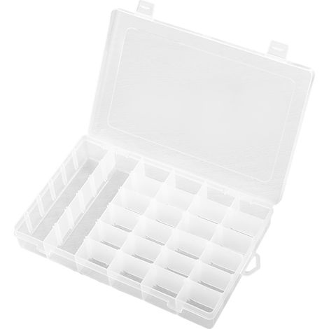Boîte de Rangement pour Bijoux ABS Transparent - Organisateur avec Diviseur Amovible et 36 Cases (1/5)