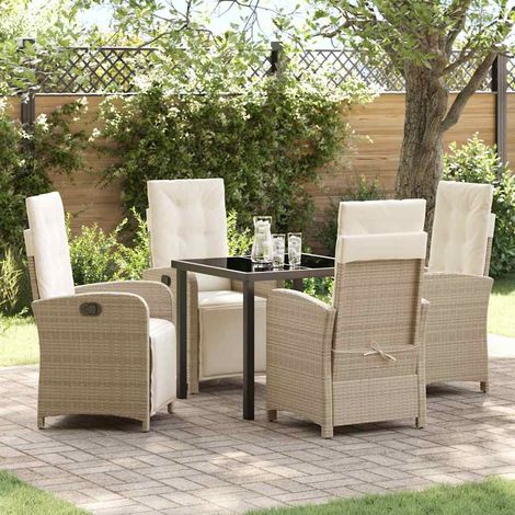 Ensemble de salle à manger pour jardin 5 pcs-Salon de jardin Beige polyrotin 218765 (1/5)