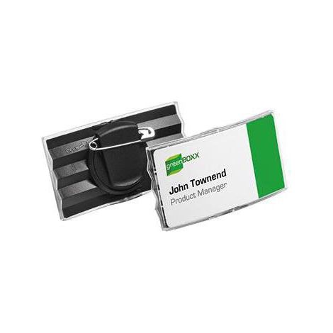 Namensschild KONVEX 75 x 40 mm (B x H) drehbare Kombiklemme transparent 25 St./Pack. (1/4)