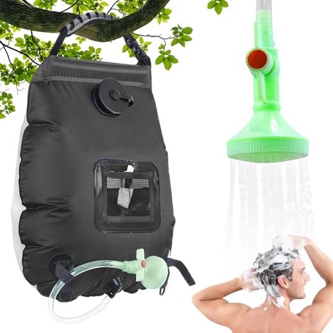 Sac de douche solaire, un indispensable du camping, sac de douche de voyage de 20 L avec pommeau de douche, sac de douche pliable pour l'extérieur, adapté à la randonnée et à l'alpinisme. (1/5)