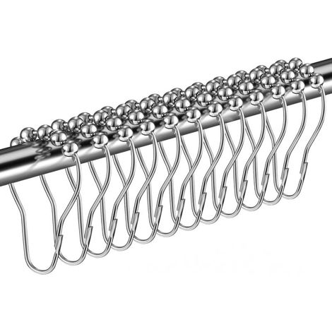 Duschvorhanghaken aus Edelstahl für Duschstangen, 12er-Set, silber (1/5)