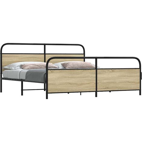 Metallbett ohne Matratze Sonoma-Eiche 193x203 cm