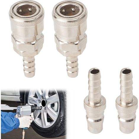 Raccord Rapide Air Comprimé,Pneumatique d'Air Kit Compresseur,Embout Pneumatique Embout,8mm Raccord Rapide Pneumatique Coupleur,Tuyau Air Comprimé du Connecteur Mâle et Femelle,4Pcs (1/5)