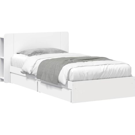 Bed Frame with Storage White 90 x 200 cm Engineered Wood vidaXL (1/5)