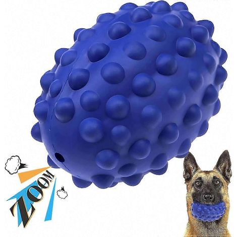 Jouet à mâcher pour chiens de grande race agressifs, en caoutchouc naturel non toxique, pour chiens qui couinent, robuste et durable. Brosse à dents pour chiots, bleue. (1/5)