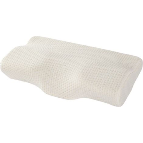 Oreiller en mousse à mémoire de forme 50 x 30 cm pour le soutien de la nuque, oreiller en forme de papillon à récupération lente, oreiller de sommeil relaxant pour les cervicales, blanc-AquaForge (1/5)