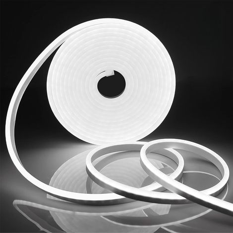 NEONFLEX LED Flexible IP65 24V 12W/m Découpable tous Les 1cm – Bobine 5m – Blanc Froid 6000K