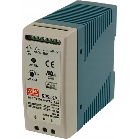 Fuente de alimentación con búfer DIN Mean Well DRC-60B de 24 V y 1,4 A (1/5)