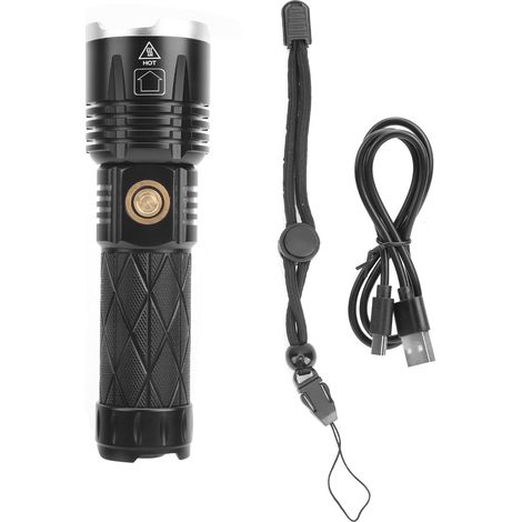 Lampe torche rechargeable XHP90 Type-C, lampe de poche multifonction avec variateur d'intensité, lampe à main (1/5)