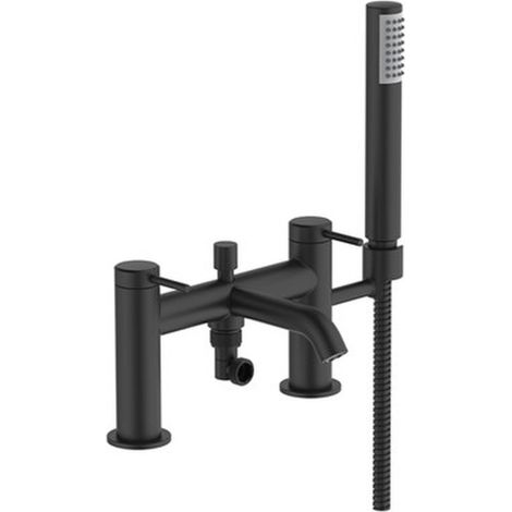 Hoxton Bath Shower Mixer Tap Matt Black Finish 2 Tap Hole Britton Bathrooms