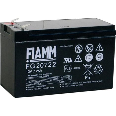 Batteria al piombo ermetica 12V 7,2Ah con faston 6,35mm - Fiamm FG20722 (1/3)
