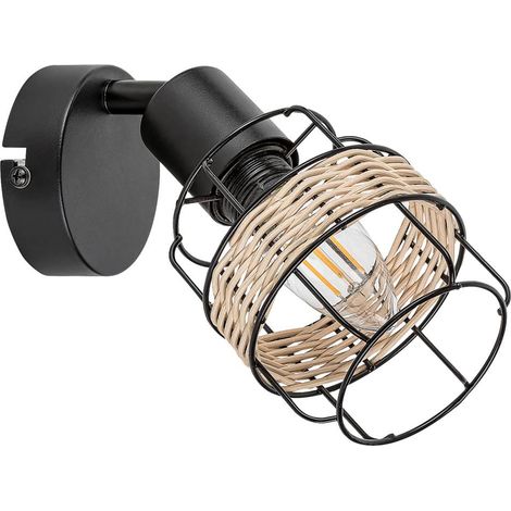 INDIANA, METAL WALL LAMP, WITH NATURAL WAVEN DECOR E14 1X MA (1/5)