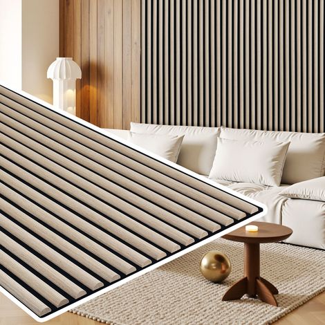 Wolketon 2 paneles acústicos semicirculares Paneles de pared Paneles de pared modernos Acústicos Madera MDF Paneles de pared 120 x 60 x 2,1 cm Color roble