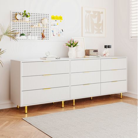 Kommode mit 9 Schubladen modular Weiß MDF Sideboard OKMYHOME (1/5)