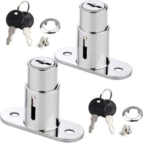 Serrure à Tiroir, Serrure à Piston, Serrure pour Porte Coulissante,Serrure à Poussoir pour Classeurs, Serrures de Porte Coulissante(Argent) (1/4)