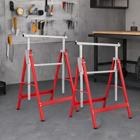 Tréteaux d'échafaudage pliables acier réglables 80 à 130 cm (1/5)