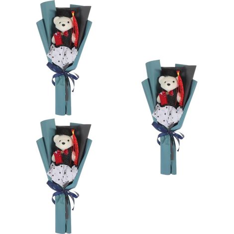 3pièces Bouquet De Fête De Remise De Diplôme avec Ours Arrangement Floral Chic pour Célébration De Graduation Souvenir Inoubliable Et Créatif pour Diplômés Décoration (1/5)