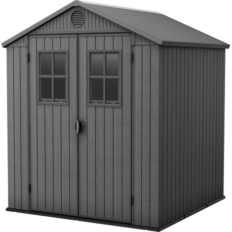 Keter Darwin 66 Gartenhaus - 190x183x221cm - Kunststoff - Satteldach - Grau (Holzoptik) - einfach zu montieren - 10 Jahre Herstellergarantie