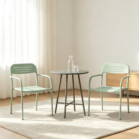 Ensemble fauteuils de jardin moderne, salon compact détente, chaise empilable livrée par lot de 2 (1/4)
