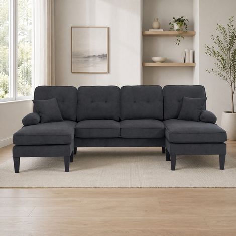 Sofá U 4 plazas con dos chaise longue lino 250 cm OKMYHOME (1/5)