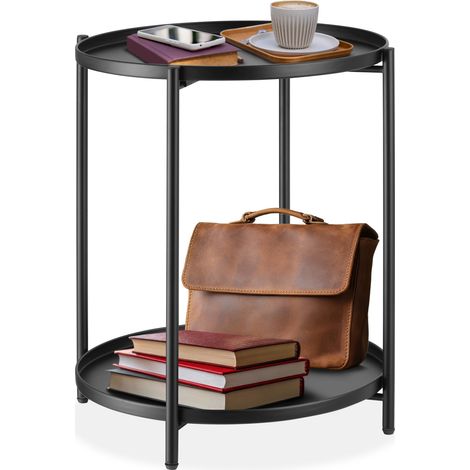 Table d'appoint ronde en acier 45,5 x 53 cm noir (1/5)