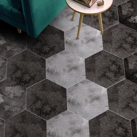 Lot de 10 autocollants adhésifs hexagonaux uniques pour carrelage, imperméables et antidérapants. (1/5)