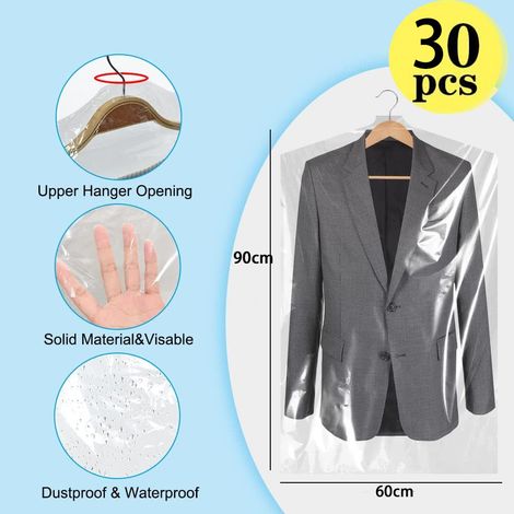 (30 pièces) Housse anti-poussière pour vêtements, peut être accrochée, sac anti-poussière transparent.