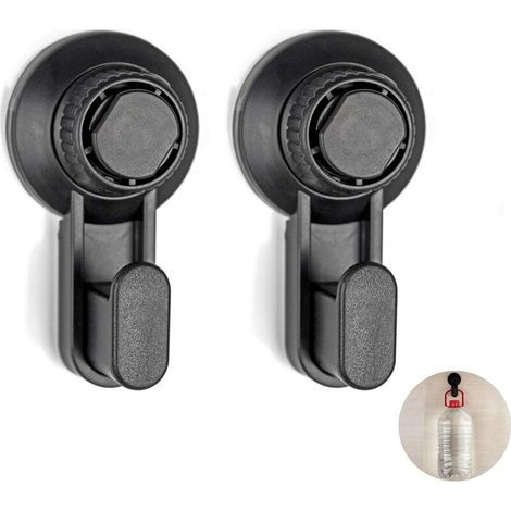 Duschhaken mit Saugnapf, wiederverwendbarer Saugnapf, wasserdicht und robust zur Wandbefestigung, strapazierfähiger, abnehmbarer Luffa-Saugnapfhaken für Bad und Küche, 2 Stück (schwarz) (1/5)