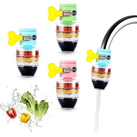 3 Pièces Filtre Eau Robinet, Filtre à Charbon Actif pour Robinet, Filtre à Eau pour Eau Potable – Filtre Polyvalent Adapté à Tous les Robinets de Cuisine et Salle de Bain (1/5)
