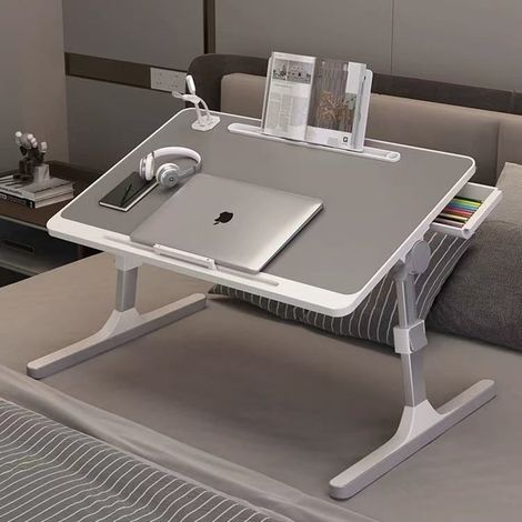 TrAdE Shop Traesio - Tavolino Da Letto Regolabile Con Gambe Pieghevoli Divano Scrivania Per Computer Portatili - (1/5)