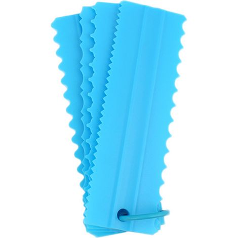 Lot de 4 lisseurs à gâteau en plastique écologique durable, 8 motifs, crochet suspendu, bleu, pour pâtisserie DIY (1/5)