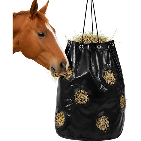 Filet à foin pour chevaux - 88 l - Extra large - 70 x 40 cm - Boîte à foin étanche - Réduit le gaspillage - Facile à nettoyer - Double matériau robuste pour écurie, pâturage, voyage (1/5)
